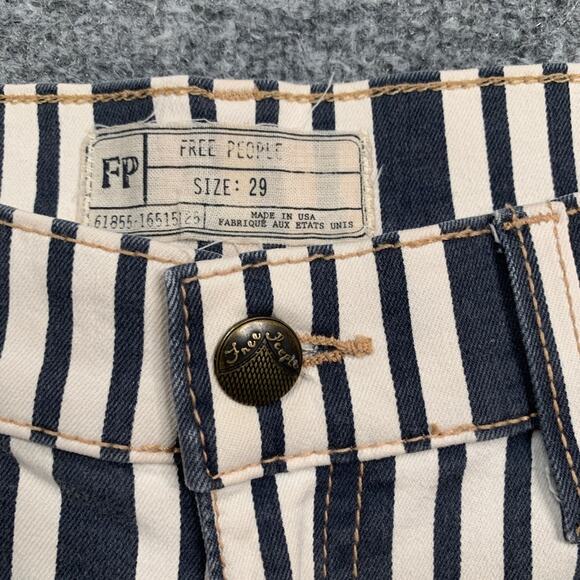 Free People Pants Womens 29 Multi Cotton Blend Zip Stripe Pockets Skinny Ankle - Picture 4 of 13